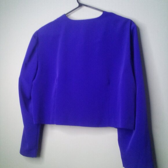 Petite Focus Jacket Skirt Set 16 P Vintage 80s Button Up Pleated Skirt PURPLE - Picture 6 of 15